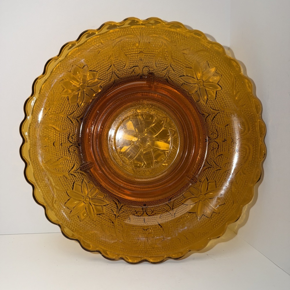 Fairy Lamp BASE ONLY Amber 7.5" Indiana Glass Sandwich Pattern